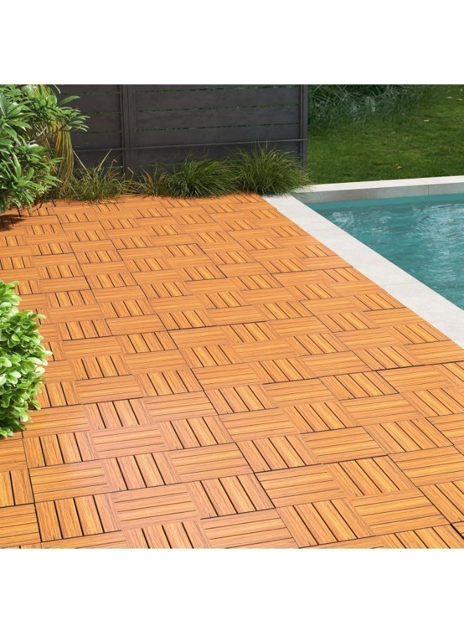 HOME TASTE Wooden Decking Tiles Hardwood Wood Flooring Deck Patio Outdoor Garden Floor Interlocking Balcony Roof Terrace Office Tile Waterproof Balcony Flooring - Image 5